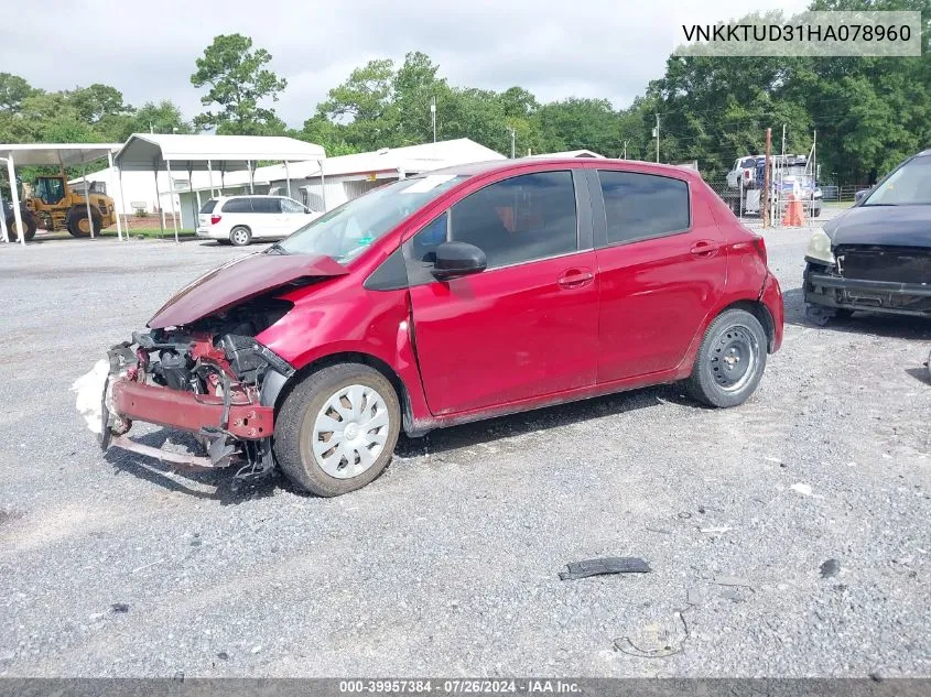 2017 Toyota Yaris L/Le/Se VIN: VNKKTUD31HA078960 Lot: 39957384