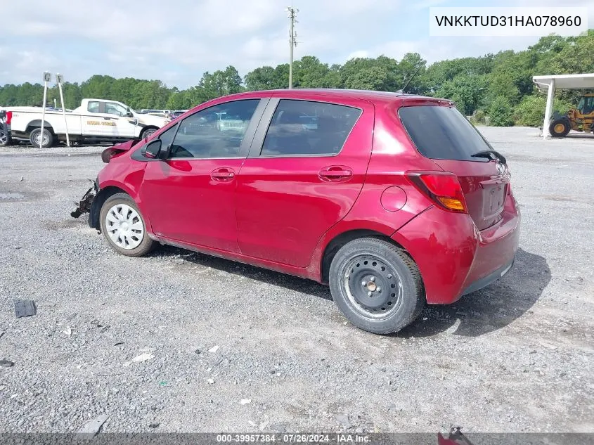 VNKKTUD31HA078960 2017 Toyota Yaris L/Le/Se