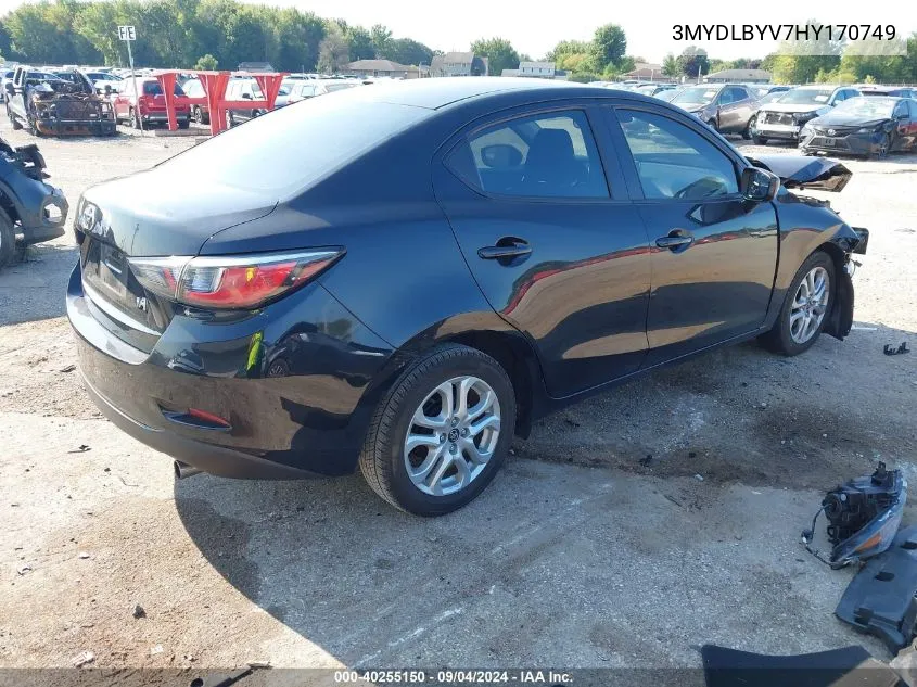 2017 Toyota Yaris Ia VIN: 3MYDLBYV7HY170749 Lot: 40255150