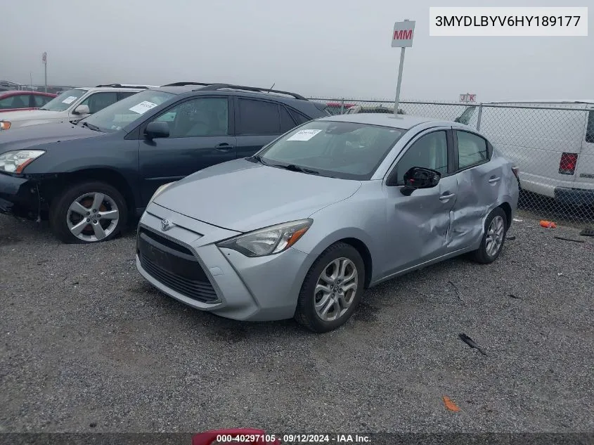 2017 Toyota Yaris Ia VIN: 3MYDLBYV6HY189177 Lot: 40297105