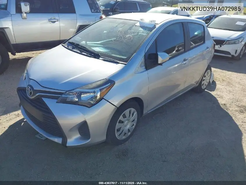 VNKKTUD39HA072985 2017 Toyota Yaris L