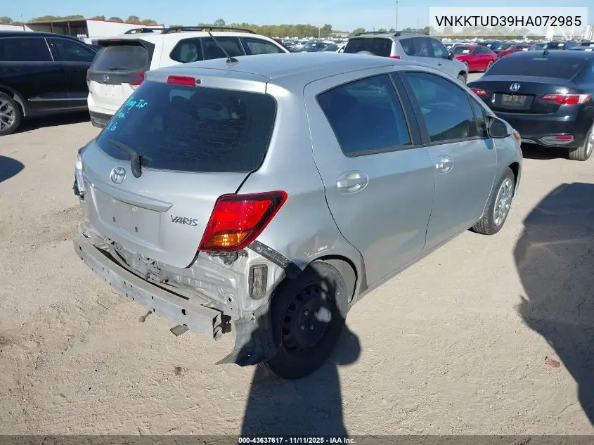 VNKKTUD39HA072985 2017 Toyota Yaris L