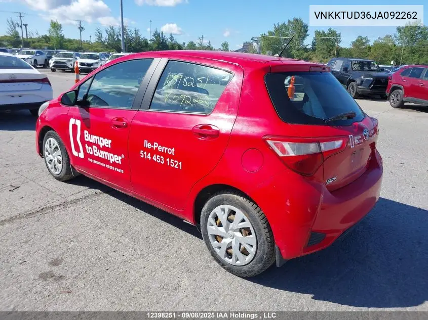 VNKKTUD36JA092262 2018 Toyota Yaris L/Le/Se