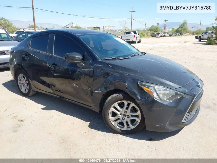 2018 Toyota Yaris Ia VIN: 3MYDLBYV7JY315780 Lot: 40460479