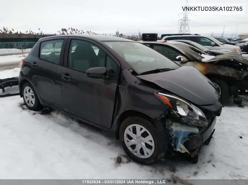 VNKKTUD35KA102765 2019 Toyota Yaris