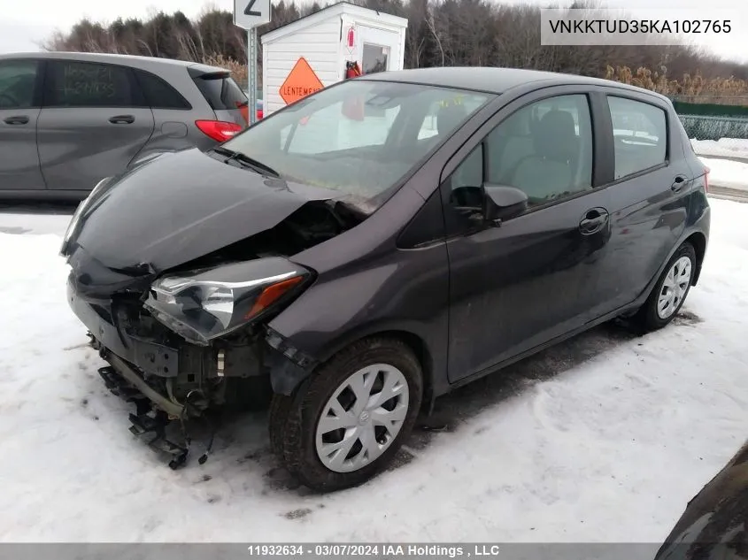 VNKKTUD35KA102765 2019 Toyota Yaris