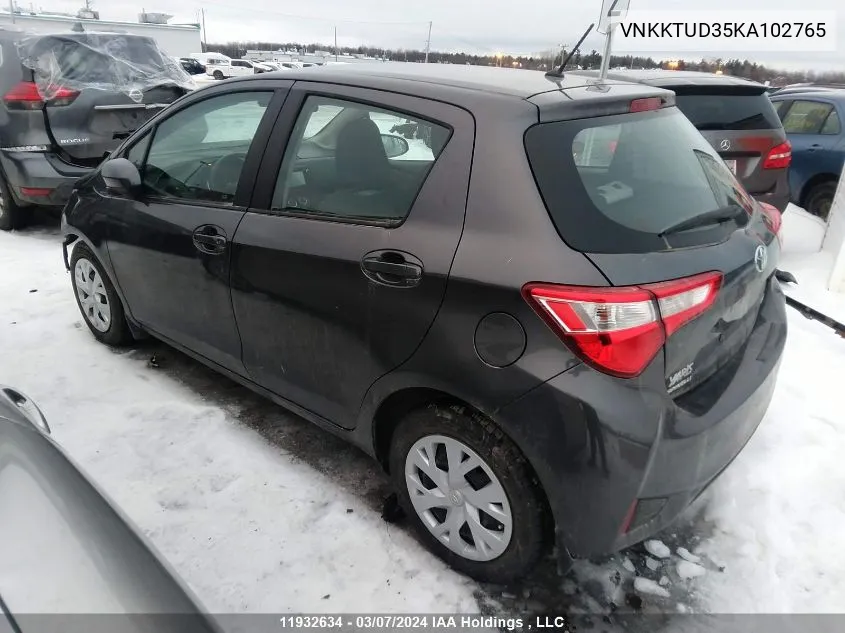 VNKKTUD35KA102765 2019 Toyota Yaris