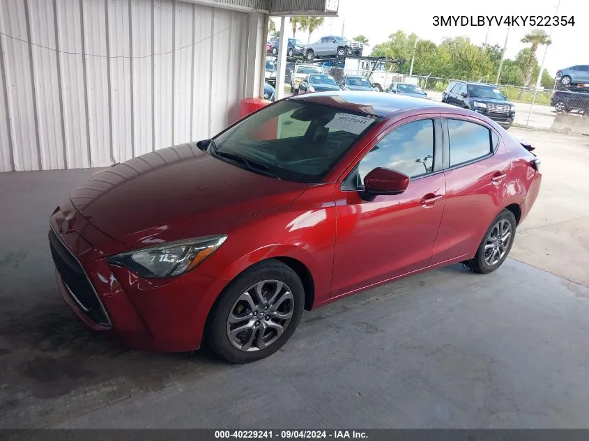 2019 Toyota Yaris Le VIN: 3MYDLBYV4KY522354 Lot: 40229241