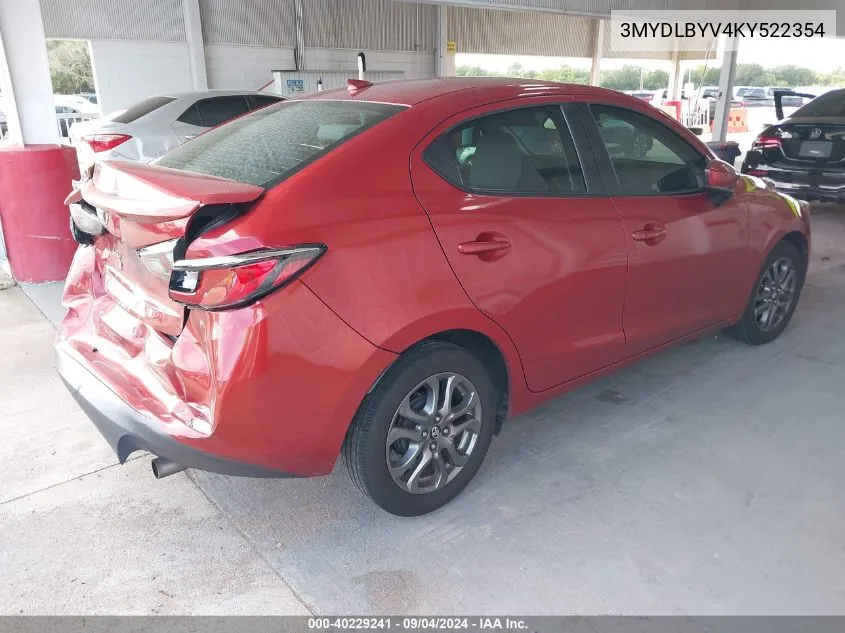 2019 Toyota Yaris Le VIN: 3MYDLBYV4KY522354 Lot: 40229241