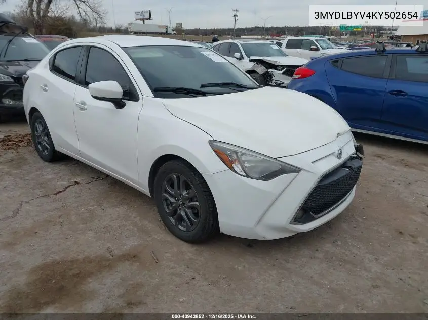 3MYDLBYV4KY502654 2019 Toyota Yaris Le