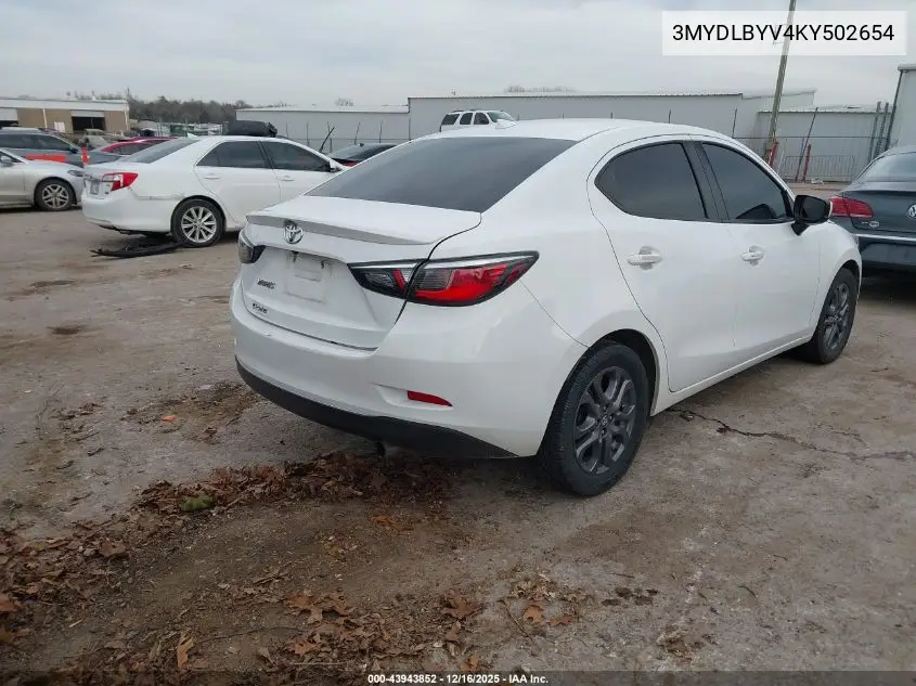 3MYDLBYV4KY502654 2019 Toyota Yaris Le