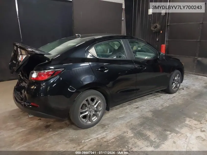 2020 Toyota Yaris Le VIN: 3MYDLBYV7LY700243 Lot: 39887041