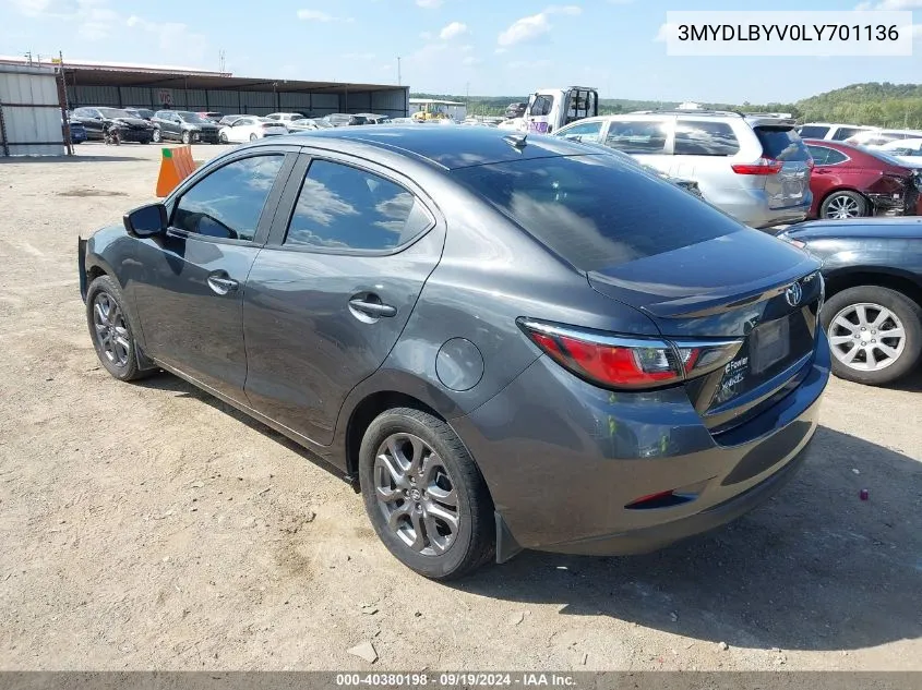 3MYDLBYV0LY701136 2020 Toyota Yaris Le