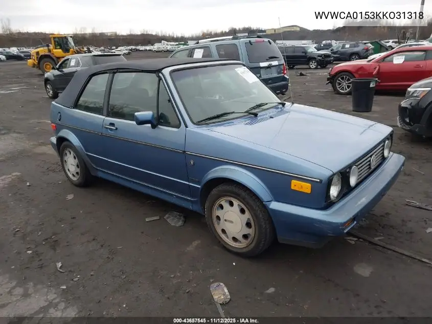WVWCA0153KKO31318 1989 Volkswagen Cabriolet