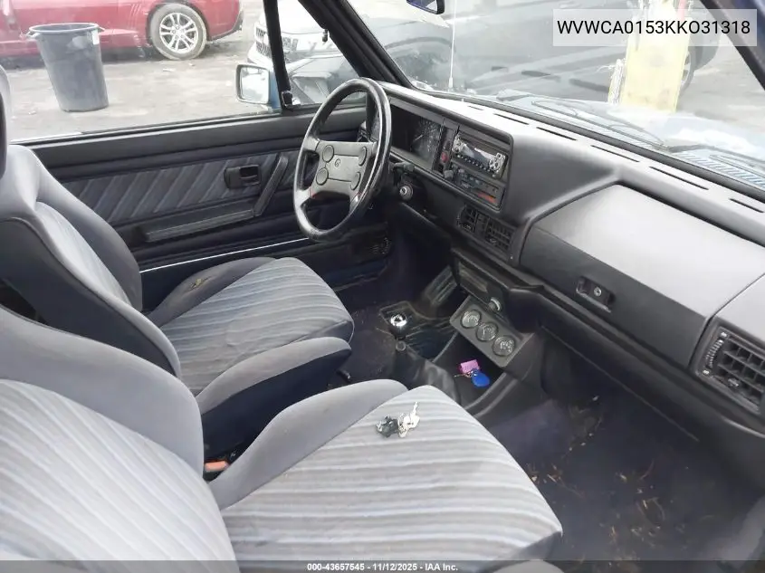 WVWCA0153KKO31318 1989 Volkswagen Cabriolet