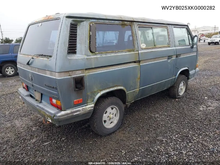 WV2YB025XKG000282 1989 Volkswagen Vanagon Bus