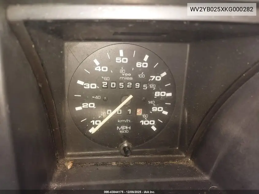 WV2YB025XKG000282 1989 Volkswagen Vanagon Bus