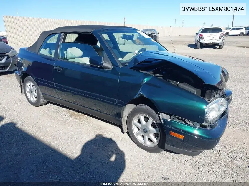 3VWBB81E5XM801474 1999 Volkswagen Cabrio Gls