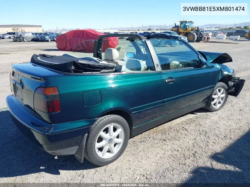 3VWBB81E5XM801474 1999 Volkswagen Cabrio Gls