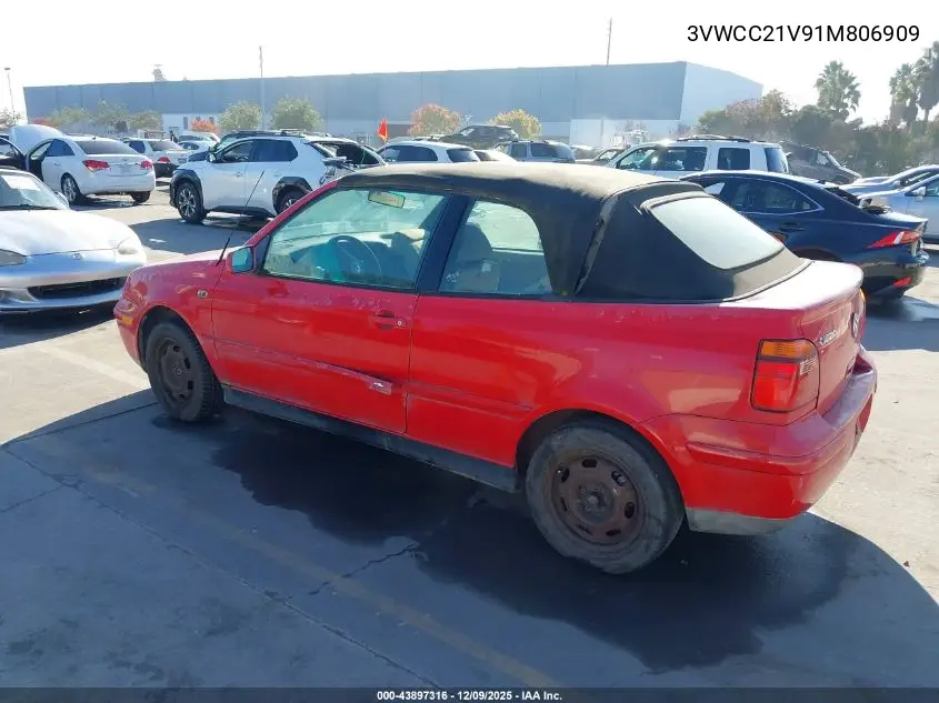 3VWCC21V91M806909 2001 Volkswagen Cabrio Gls