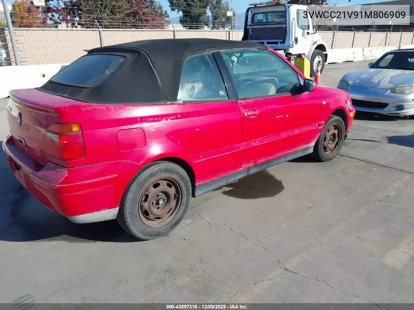 3VWCC21V91M806909 2001 Volkswagen Cabrio Gls
