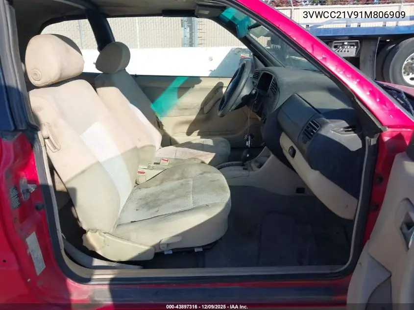 3VWCC21V91M806909 2001 Volkswagen Cabrio Gls