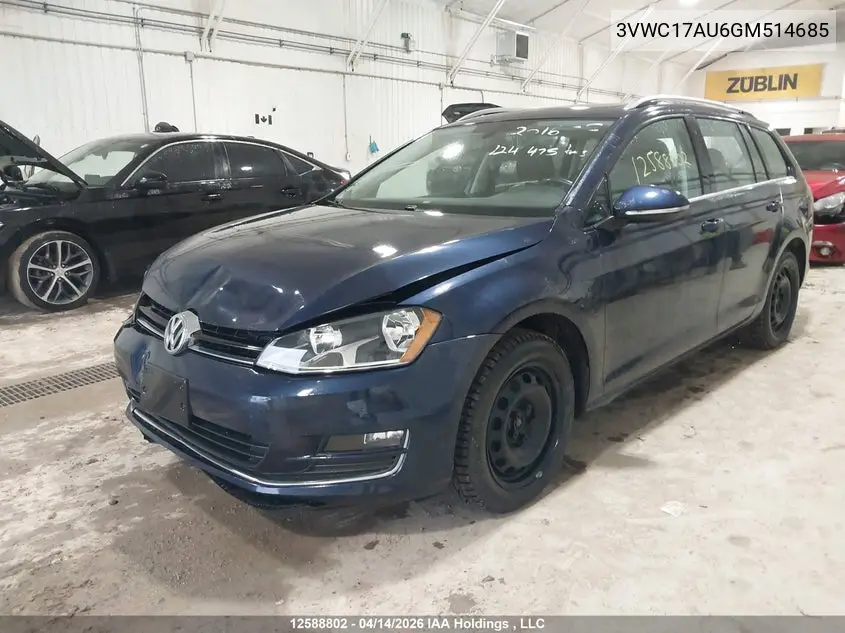 3VWC17AU6GM514685 2016 Volkswagen Golf Sportwagon 1.8 Tsi Comfortline/1.8 Tsi Highline/1.8 Tsi Trendline