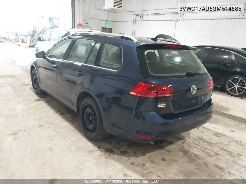 3VWC17AU6GM514685 2016 Volkswagen Golf Sportwagon 1.8 Tsi Comfortline/1.8 Tsi Highline/1.8 Tsi Trendline