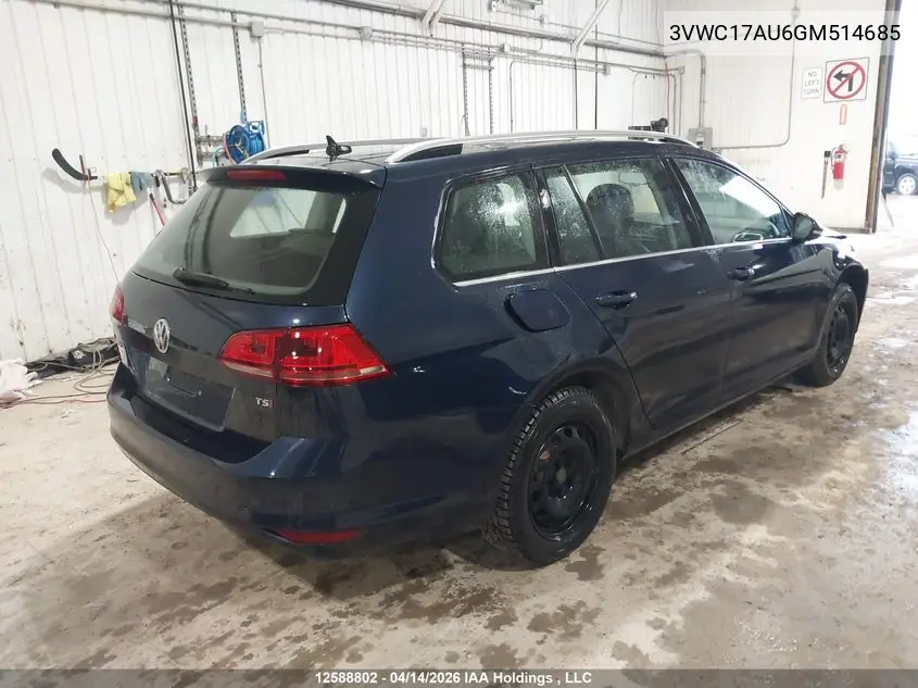 3VWC17AU6GM514685 2016 Volkswagen Golf Sportwagon 1.8 Tsi Comfortline/1.8 Tsi Highline/1.8 Tsi Trendline