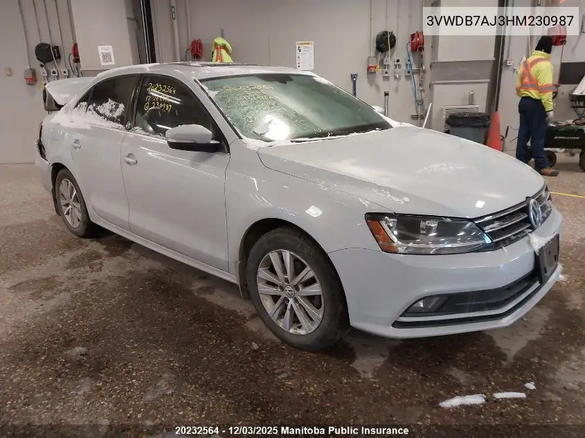 3VWDB7AJ3HM230987 2017 Volkswagen Jetta 1.4 Tsi