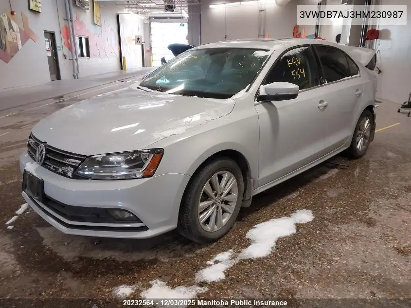 3VWDB7AJ3HM230987 2017 Volkswagen Jetta 1.4 Tsi