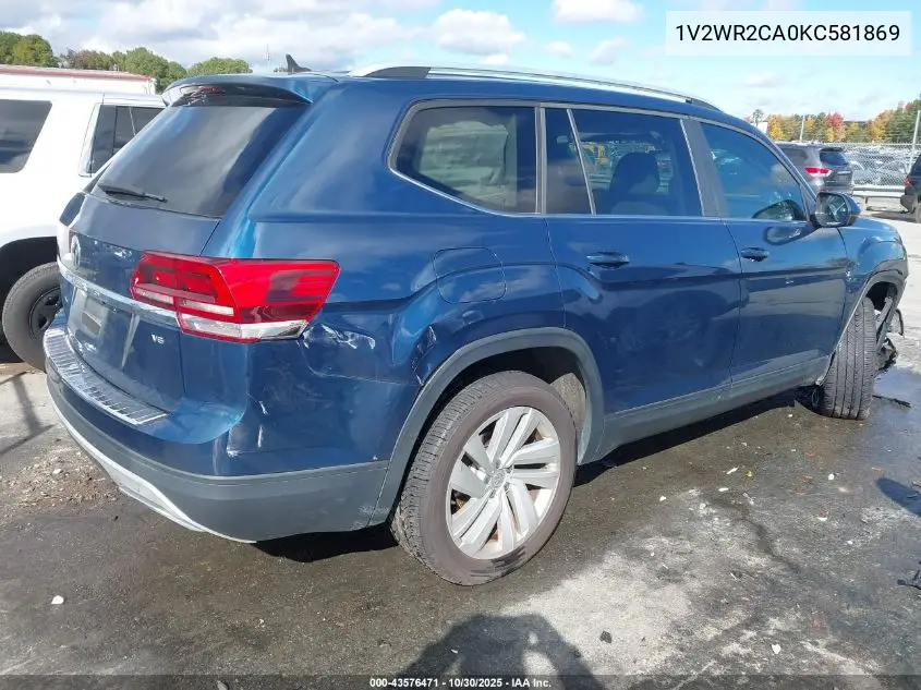 1V2WR2CA0KC581869 2019 Volkswagen Atlas 3.6L V6 Se W/Technology