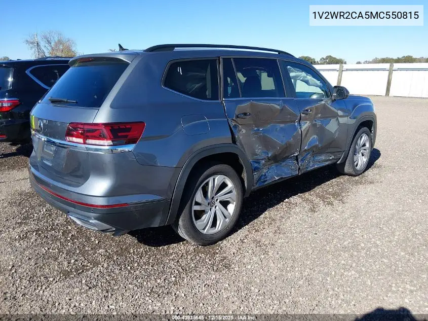 1V2WR2CA5MC550815 2021 Volkswagen Atlas 3.6L V6 Se W/Technology