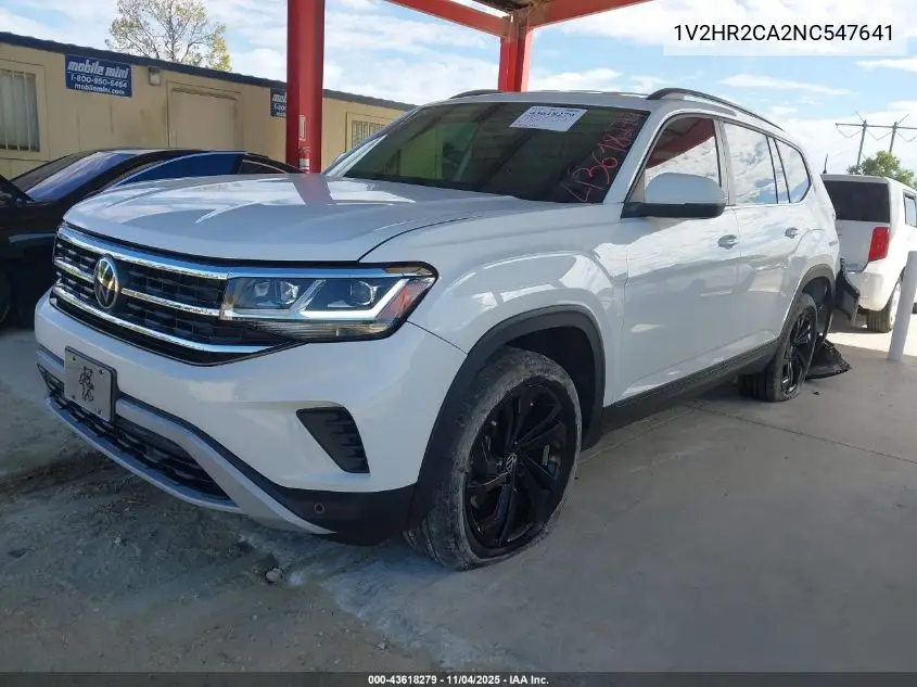 1V2HR2CA2NC547641 2022 Volkswagen Atlas 3.6L V6 Se W/Technology