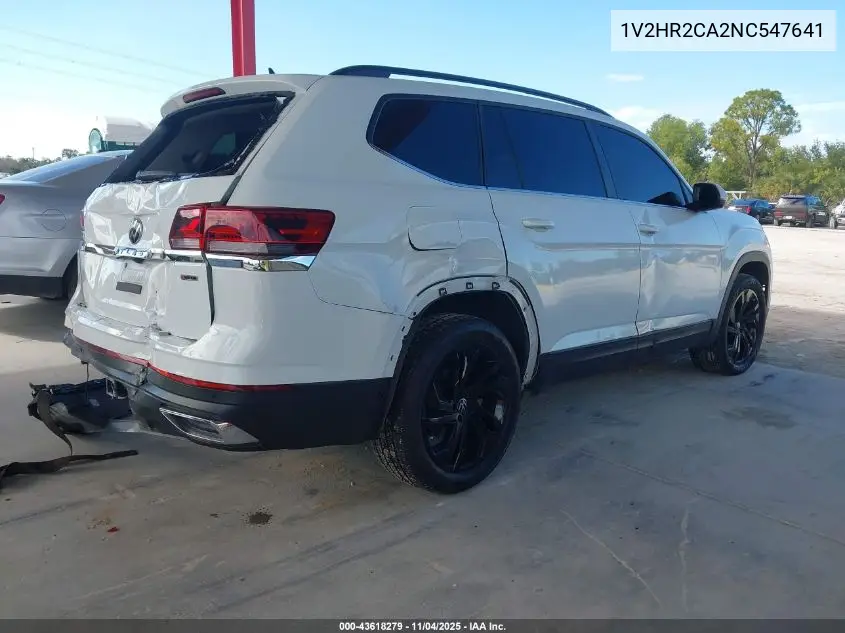 1V2HR2CA2NC547641 2022 Volkswagen Atlas 3.6L V6 Se W/Technology