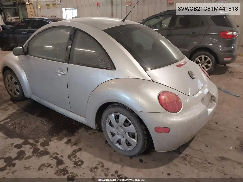 3VWCB21C81M441818 2001 Volkswagen New Beetle Gls
