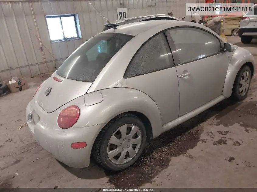 3VWCB21C81M441818 2001 Volkswagen New Beetle Gls