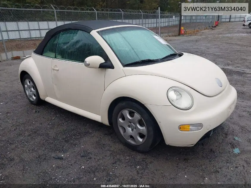 3VWCK21Y63M334040 2003 Volkswagen New Beetle Gls