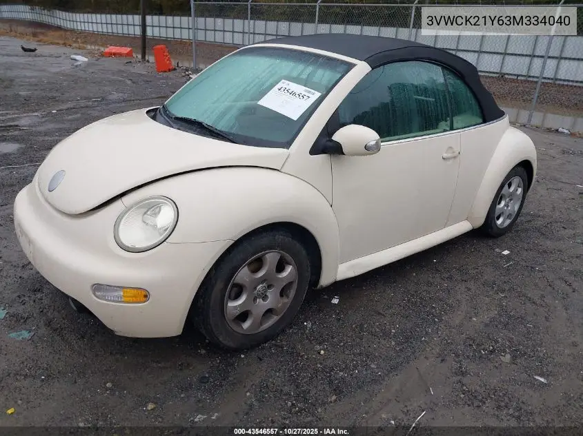 3VWCK21Y63M334040 2003 Volkswagen New Beetle Gls