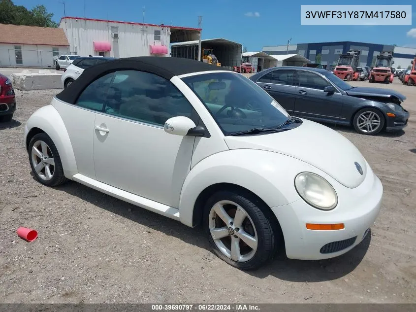 3VWFF31Y87M417580 2007 Volkswagen New Beetle Triple White