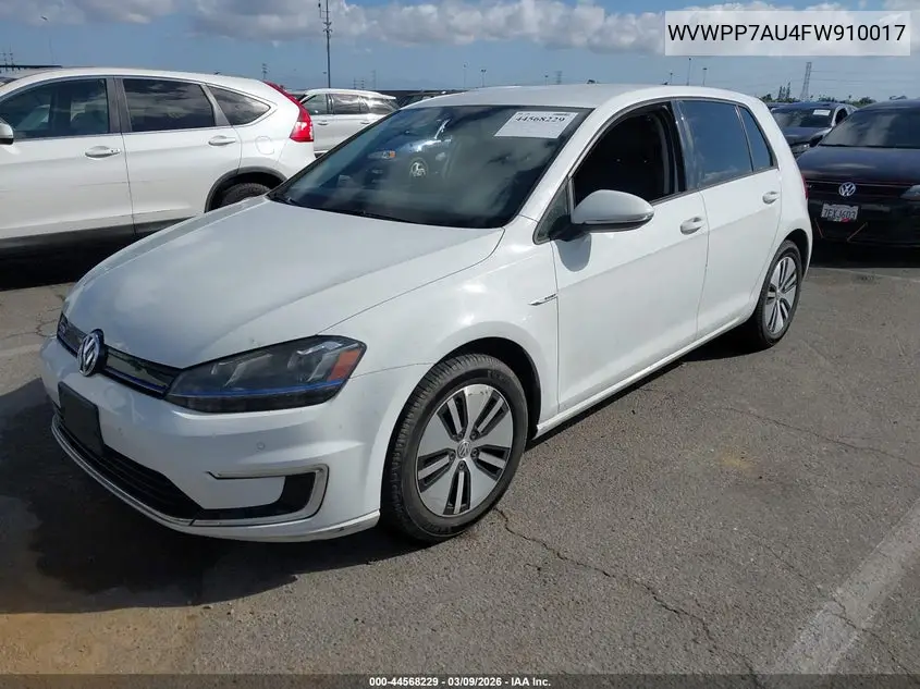 2015 Volkswagen E-Golf Sel Premium VIN: WVWPP7AU4FW910017 Lot: 44568229