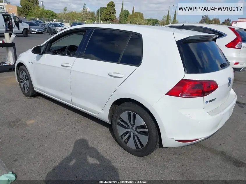 2015 Volkswagen E-Golf Sel Premium VIN: WVWPP7AU4FW910017 Lot: 44568229