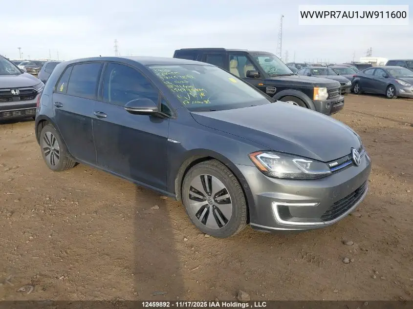 WVWPR7AU1JW911600 2018 Volkswagen E-Golf Sel Premium