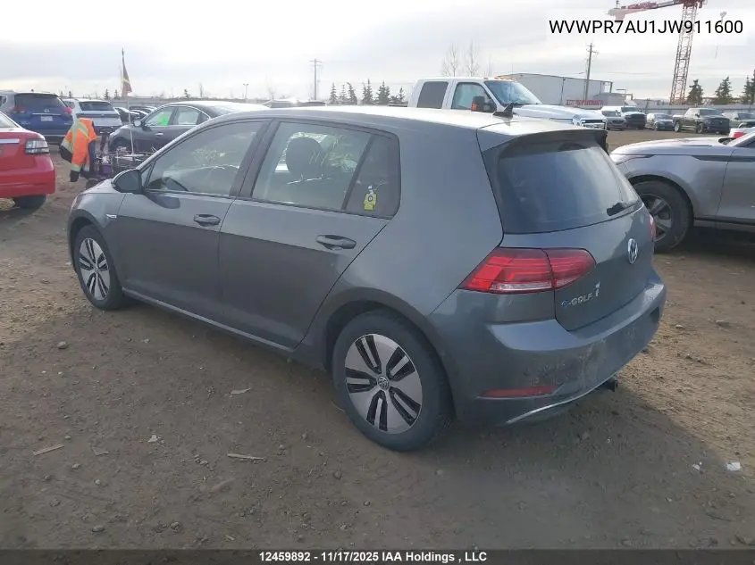 WVWPR7AU1JW911600 2018 Volkswagen E-Golf Sel Premium