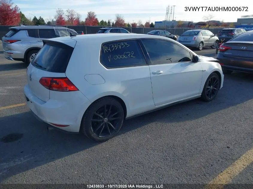 3VWYT7AU0HM000672 2017 Volkswagen Golf Gti