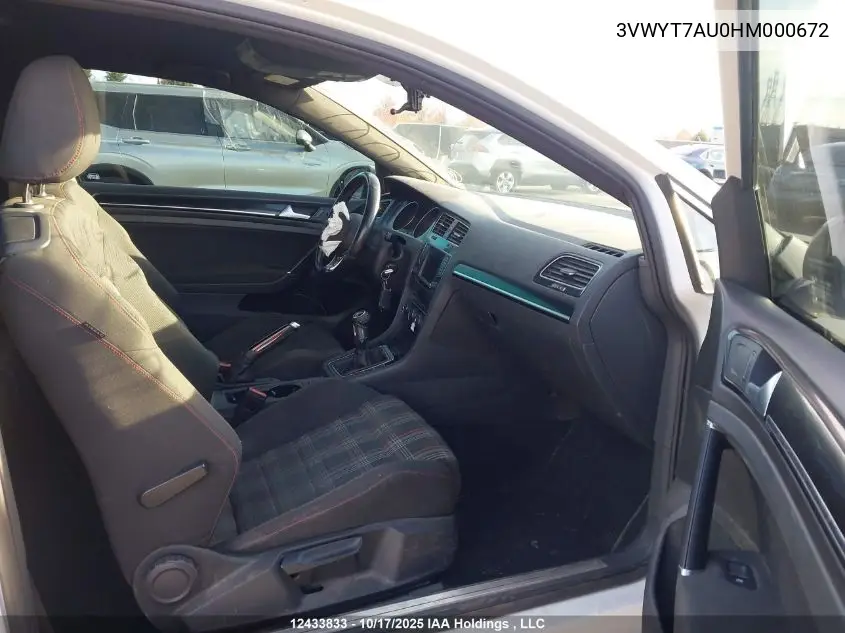 3VWYT7AU0HM000672 2017 Volkswagen Golf Gti