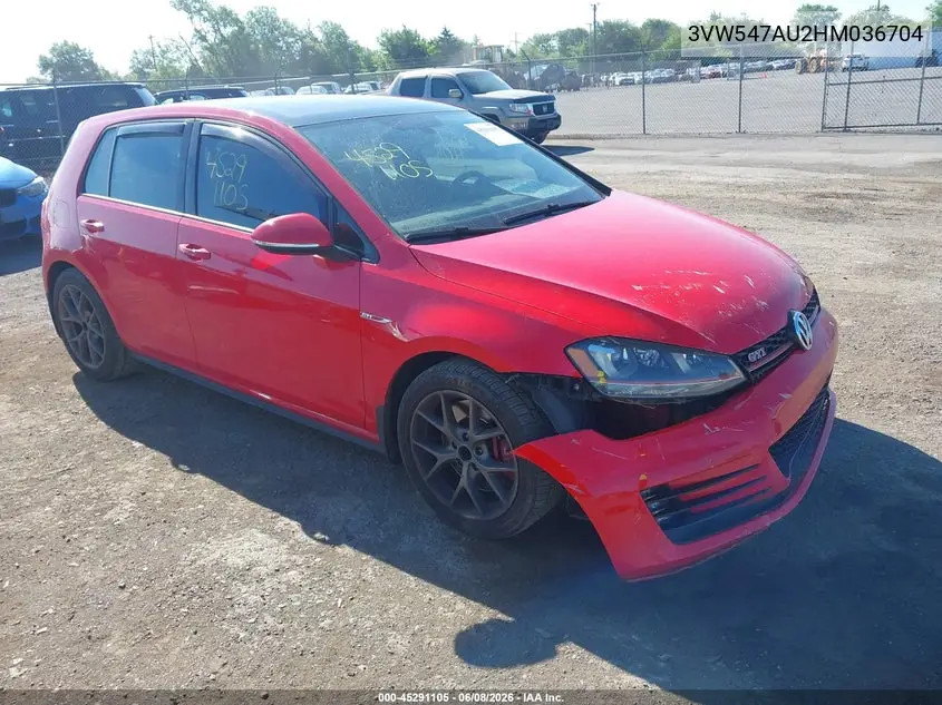 2017 Volkswagen Golf Gti Autobahn 4-Door/S 4-Door/Se 4-Door/Sport 4-Door VIN: 3VW547AU2HM036704 Lot: 45291105
