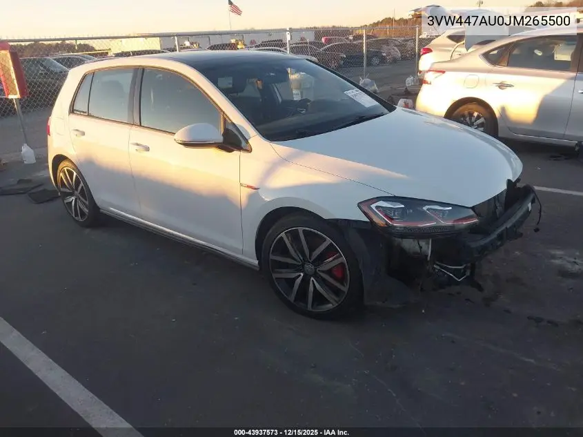 3VW447AU0JM265500 2018 Volkswagen Golf Gti 2.0T Autobahn/2.0T S/2.0T Se