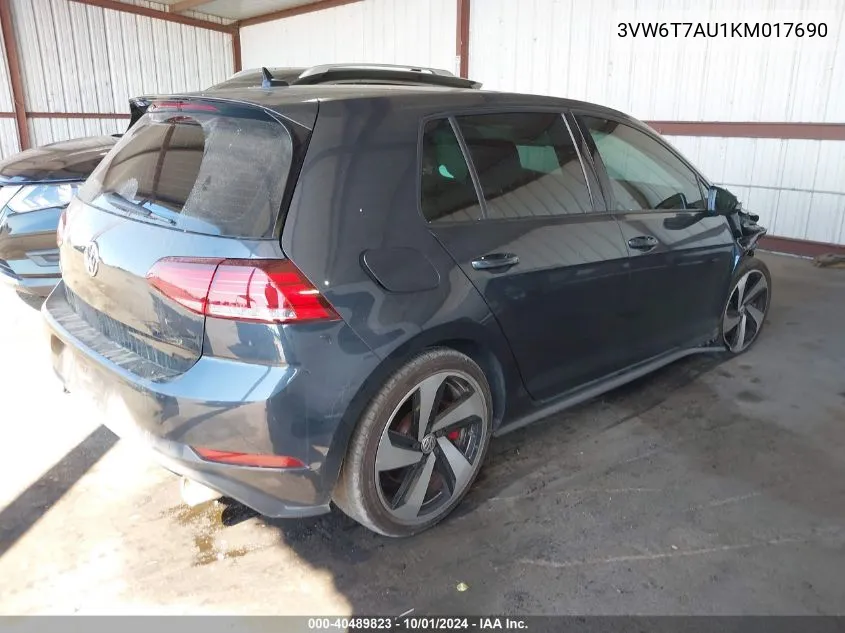 3VW6T7AU1KM017690 2019 Volkswagen Golf Gti 2.0T Autobahn/2.0T Rabbit Edition/2.0T S/2.0T Se