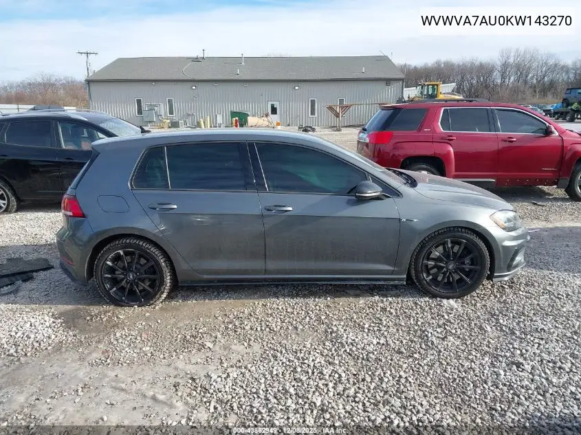 WVWVA7AU0KW143270 2019 Volkswagen Golf R 2.0T W/Dcc Navigation